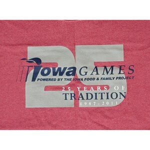 2011 Iowa Games 25 Years Official Volunteer Red Short Sleeve T-Shirt Mens Size L